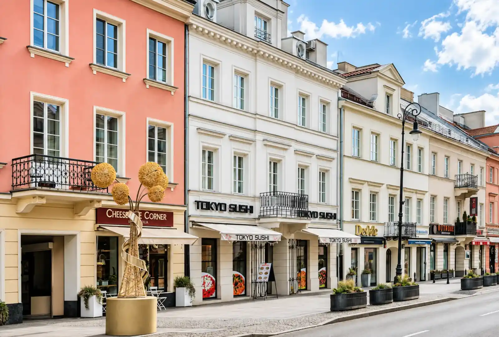 Zabytkowe kamienice przy Nowym Świecie w centrum Warszawy
